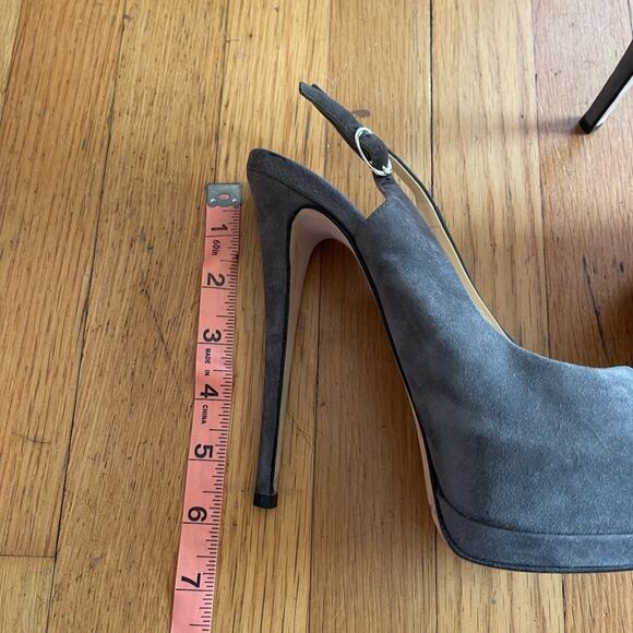 Giuseppe Zanotti Grey Patent Leather Peep Toe Six Inch Pumps - Picture 5 of 8